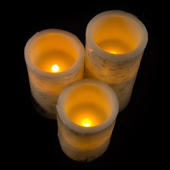 3 Birch LED Amber Flickering Candles w/Remote - Picture 3 of 5